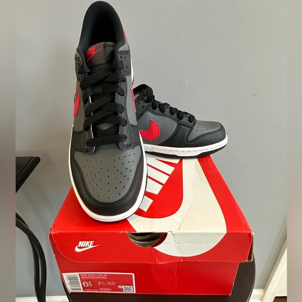 New - Nike Dunk Low GS ‘Black Red Blue’ Size 6.5Y - FV0373001